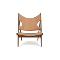 Audo Copenhagen Knitting Lounge Chair in Walnut and Cognac Dunes, packshot on white