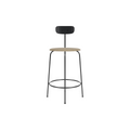 Audo Copenhagen Afteroom Bar & Counter Chair, Upholstered Seat Counter in Black Painted Ash with Audo Bouclé 02, packshot on white