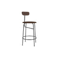 Audo Copenhagen Afteroom Bar & Counter Chair, Upholstered Seat Counter in Dark Stained Oak with Audo Bouclé 07, packshot on white