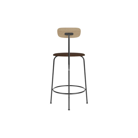 Audo Copenhagen Afteroom Bar & Counter Chair, Upholstered Seat Counter in Natural Oak with Audo Bouclé 07, packshot on white