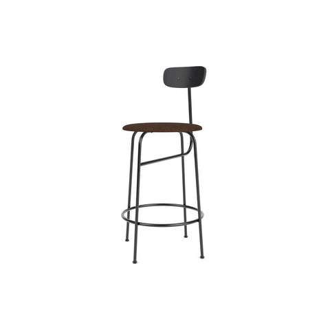 Audo Copenhagen Afteroom Bar & Counter Chair, Upholstered Seat Counter in Black Painted Ash with Audo Bouclé 07, packshot on white