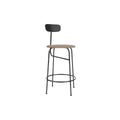 Audo Copenhagen Afteroom Bar & Counter Chair, Upholstered Seat Counter in Black Painted Ash with Logan Flint, packshot on white