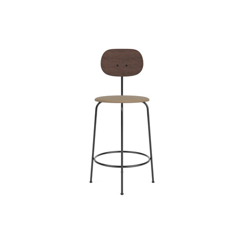 Audo Copenhagen Afteroom Plus Bar & Counter Chair, Upholstered Seat Counter in Dark Stained Oak with Sierra 1611, packshot on white