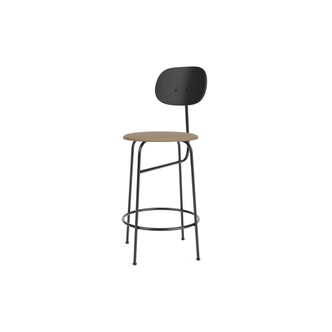 Audo Copenhagen Afteroom Plus Bar & Counter Chair, Upholstered Seat Counter in Black Painted Ash with Sierra 1611, packshot on white
