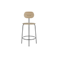 Audo Copenhagen Afteroom Plus Bar & Counter Chair, Upholstered Seat Counter in Natural Oak with Audo Bouclé 02, packshot on white