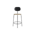 Audo Copenhagen Afteroom Plus Bar & Counter Chair, Upholstered Seat Counter in Black Painted Ash with Audo Bouclé 02, packshot on white