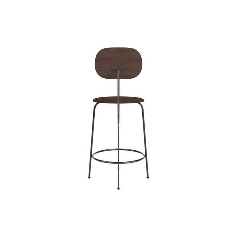 Audo Copenhagen Afteroom Plus Bar & Counter Chair, Upholstered Seat Counter in Dark Stained Oak with Audo Bouclé 07, packshot on white
