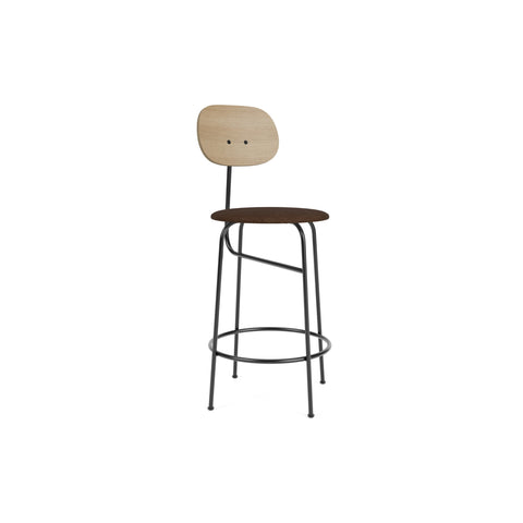 Audo Copenhagen Afteroom Plus Bar & Counter Chair, Upholstered Seat Counter in Natural Oak with Audo Bouclé 07, packshot on white