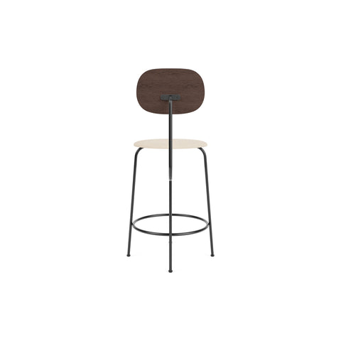 Audo Copenhagen Afteroom Plus Bar & Counter Chair, Upholstered Seat Counter in Dark Stained Oak with Logan Jasmine, packshot on white