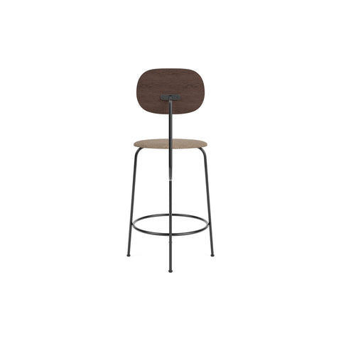 Audo Copenhagen Afteroom Plus Bar & Counter Chair, Upholstered Seat Counter in Dark Stained Oak with Logan Flint, packshot on white