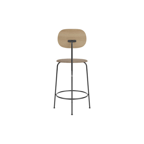 Audo Copenhagen Afteroom Plus Bar & Counter Chair, Upholstered Seat Counter in Natural Oak with Logan Flint, packshot on white