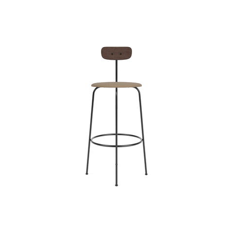 Audo Copenhagen Afteroom Bar & Counter Chair, Upholstered Seat Bar in Dark Stained Oak with Sierra 1611, packshot on white