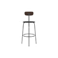 Audo Copenhagen Afteroom Bar & Counter Chair, Upholstered Seat Bar in Dark Stained Oak with Sierra 1001, packshot on white