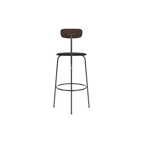 Audo Copenhagen Afteroom Bar & Counter Chair, Upholstered Seat Bar in Dark Stained Oak with Sierra 1001, packshot on white
