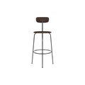 Audo Copenhagen Afteroom Bar & Counter Chair, Upholstered Seat Bar in Dark Stained Oak with Audo Bouclé 07, packshot on white