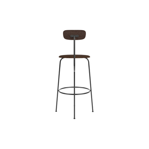 Audo Copenhagen Afteroom Bar & Counter Chair, Upholstered Seat Bar in Dark Stained Oak with Audo Bouclé 07, packshot on white