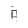 Audo Copenhagen Afteroom Bar & Counter Chair, Upholstered Seat Bar in Natural Oak with Audo Bouclé 07, packshot on white