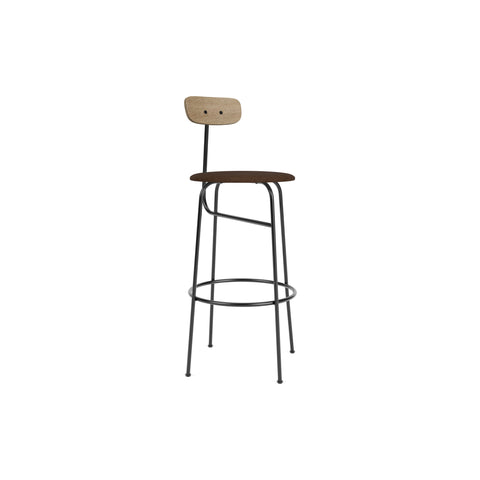 Audo Copenhagen Afteroom Bar & Counter Chair, Upholstered Seat Bar in Natural Oak with Audo Bouclé 07, packshot on white