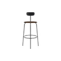 Audo Copenhagen Afteroom Bar & Counter Chair, Upholstered Seat Bar in Black Painted Ash with Audo Bouclé 07, packshot on white