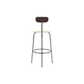 Audo Copenhagen Afteroom Bar & Counter Chair, Upholstered Seat Bar in Dark Stained Oak with Logan Jasmine, packshot on white