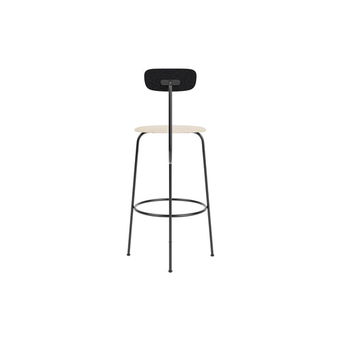 Audo Copenhagen Afteroom Bar & Counter Chair, Upholstered Seat Bar in Black Painted Ash with Logan Jasmine, packshot on white