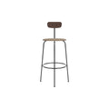 Audo Copenhagen Afteroom Bar & Counter Chair, Upholstered Seat Bar in Dark Stained Oak with Logan Flint, packshot on white
