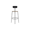 Audo Copenhagen Afteroom Bar & Counter Chair, Upholstered Seat Bar in Black Painted Ash with Logan Flint, packshot on white