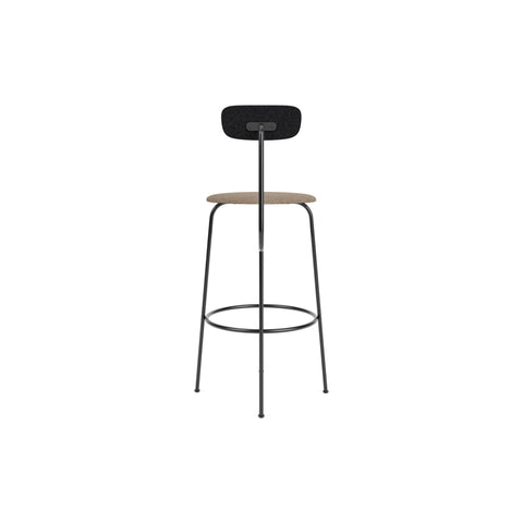 Audo Copenhagen Afteroom Bar & Counter Chair, Upholstered Seat Bar in Black Painted Ash with Logan Flint, packshot on white
