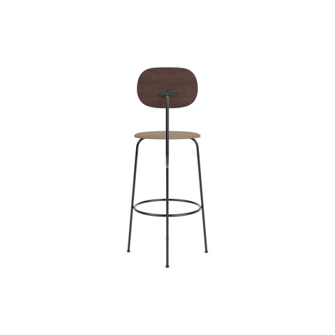 Audo Copenhagen Afteroom Plus Bar & Counter Chair, Upholstered Seat Bar in Dark Stained Oak with Sierra 1611, packshot on white