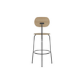 Audo Copenhagen Afteroom Plus Bar & Counter Chair, Upholstered Seat Bar in Natural Oak with Audo Bouclé 02, packshot on white
