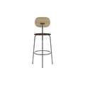 Audo Copenhagen Afteroom Plus Bar & Counter Chair, Upholstered Seat Bar in Natural Oak with Audo Bouclé 07, packshot on white