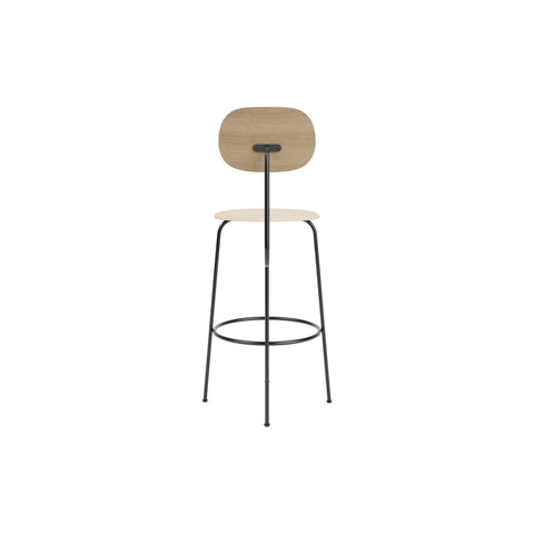 Audo Copenhagen Afteroom Plus Bar & Counter Chair, Upholstered Seat Bar in Natural Oak with Logan Jasmine, packshot on white
