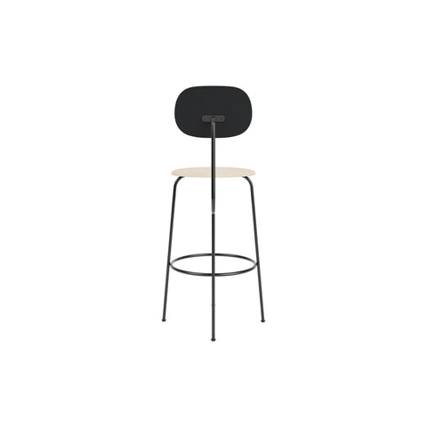 Audo Copenhagen Afteroom Plus Bar & Counter Chair, Upholstered Seat Bar in Black Painted Ash with Logan Jasmine, packshot on white