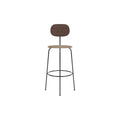 Audo Copenhagen Afteroom Plus Bar & Counter Chair, Upholstered Seat Bar in Dark Stained Oak with Logan Flint, packshot on white