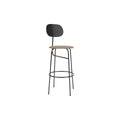 Audo Copenhagen Afteroom Plus Bar & Counter Chair, Upholstered Seat Bar in Black Painted Ash with Logan Flint, packshot on white