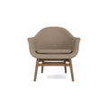 Audo Copenhagen Harbour Lounge Chair in Walnut and Logan Flint, packshot on white