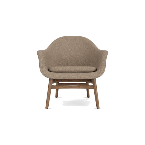 Audo Copenhagen Harbour Lounge Chair in Walnut and Logan Flint, packshot on white