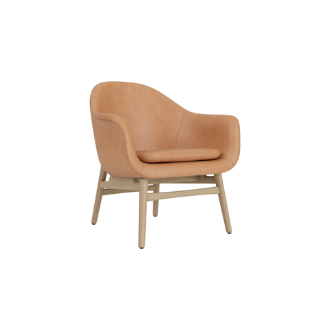 Audo Copenhagen Harbour Lounge Chair in Natural Oak and Camel Dunes, packshot on white