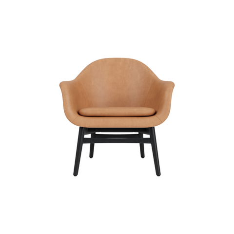 Audo Copenhagen Harbour Lounge Chair in Black Oak and Camel Dunes, packshot on white