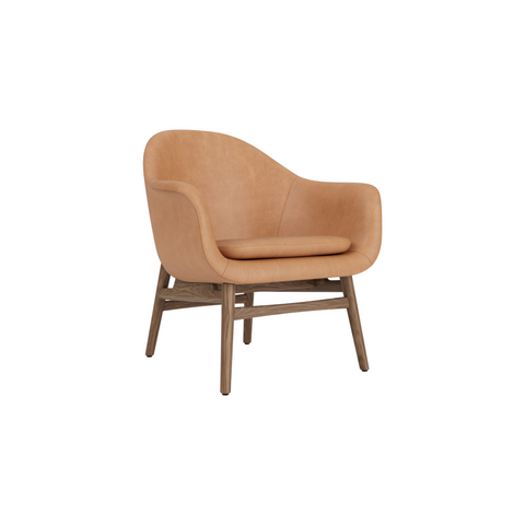 Audo Copenhagen Harbour Lounge Chair in Walnut and Camel Dunes, packshot on white