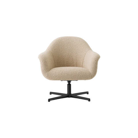 Audo Copenhagen Harbour Lounge Chair, Star Base, Swivel in Black Aluminum with Baena 15, packshot on white