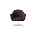 Audo Copenhagen Harbour Lounge Chair, Star Base, Swivel with Return in Polished Aluminum with Logan Haze, packshot on white
