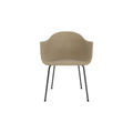 Audo Copenhagen Harbour Arm Chair, Dining Height, Upholstered in Black Steel with Audo Bouclé 02, packshot on white