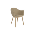 Audo Copenhagen Harbour Arm Chair, Dining Height, Upholstered in Natural Oak with Audo Bouclé 02, packshot on white