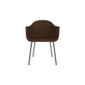 Audo Copenhagen Harbour Arm Chair, Dining Height, Upholstered in Black Steel with Audo Bouclé 07, packshot on white
