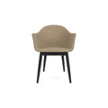 Audo Copenhagen Harbour Arm Chair, Dining Height, Upholstered in Black Painted Oak with Audo Bouclé 02, packshot on white