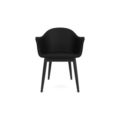 Audo Copenhagen Harbour Arm Chair, Dining Height, Upholstered in Black Painted Oak with Sierra 1001, packshot on white