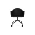 Audo Copenhagen Harbour Arm Chair, Dining Height, Upholstered in Black Steel Star Base with Casters with Sierra 1001, packshot on white