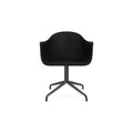 Audo Copenhagen Harbour Arm Chair, Dining Height, Upholstered in Polished Aluminum Star Base with Return with Sierra 1001, packshot on white