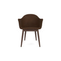 Audo Copenhagen Harbour Arm Chair, Dining Height, Upholstered in Dark Stained Oak with Audo Bouclé 07, packshot on white